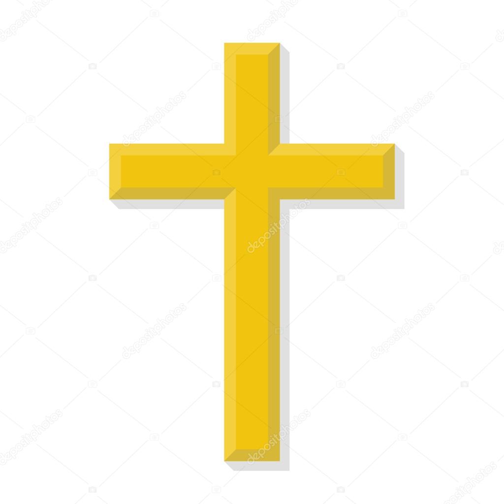 Cross religious, isolated on white background. Vector illustration. Icon in flat style with shadow.