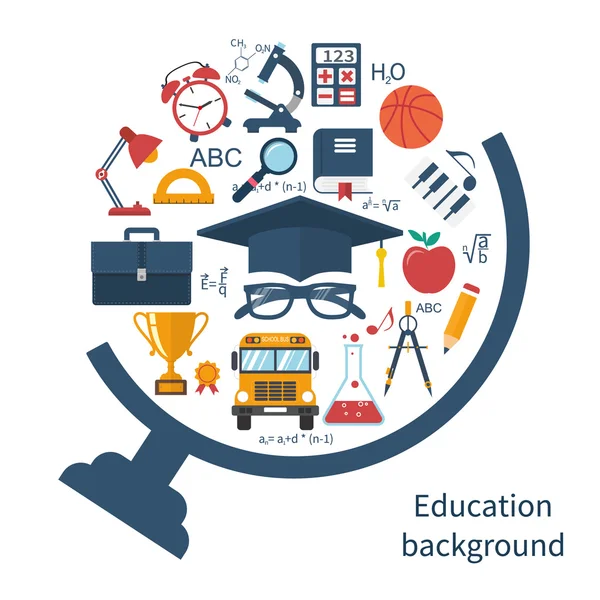 Flat design concept icons for education. Elearning concept. Vec Stock