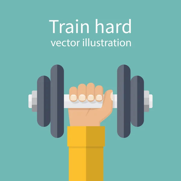 Hand holding dumbbell — Stock Vector