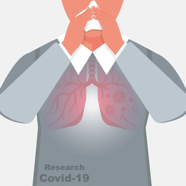 Coronavirus en los pulmones — Vector de stock