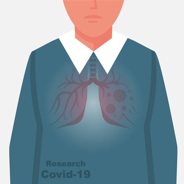 Coronavirus en los pulmones. Página de destino como elemento infográfico — Vector de stock