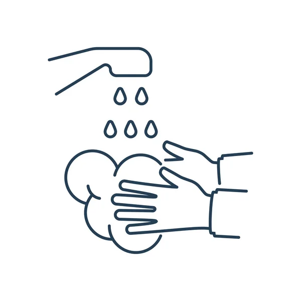 手を洗うために黒い線のアイコンベクトル — ストックベクタ