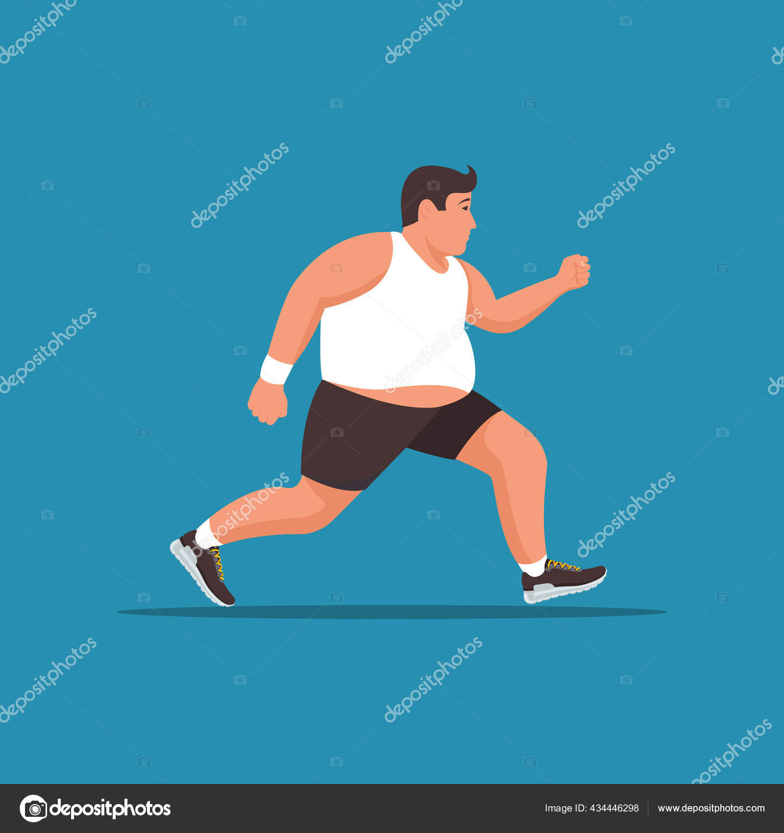 Vettoriale stockIl ciccione sta scappando. Uno stile di vita sano. Grasso  uomo jogging di ©threecvet.gmail.com #434446298, image size:1600x1700