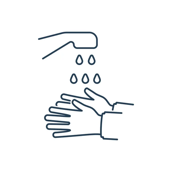 手を洗うために黒い線のアイコンベクトル — ストックベクタ
