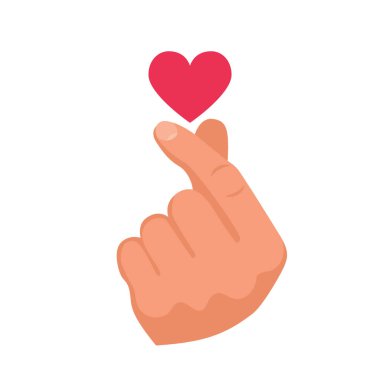 Parmaklarını şıklattıktan sonra kalp. Romantik parmaklar. Bir aşığın sihirli jesti. Parmak izi ve ağ şablonu. Vektör çizimi düz tasarım. Beyaz arkaplanda izole.