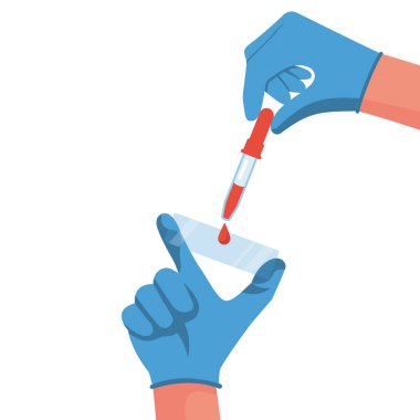 Doktor el ele tutuşup cam kaydırağında kan testi yapıyor.