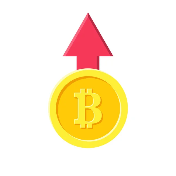 Crecimiento Bitcoin Bitcoin Oro Con Flecha Crecimiento Hacia Arriba Criptomoneda — Vector de stock