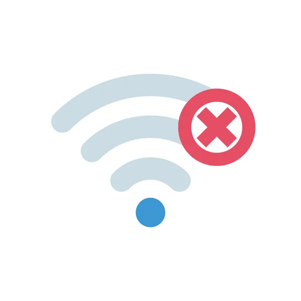 没有连接 带信号的Wi Fi标志 没有网络符号 矢量插画平面设计 被白色背景隔离 Fi象形文字 — 图库矢量图片