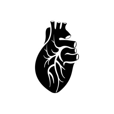 İnsan kalbi siyah siluet simge vektörü