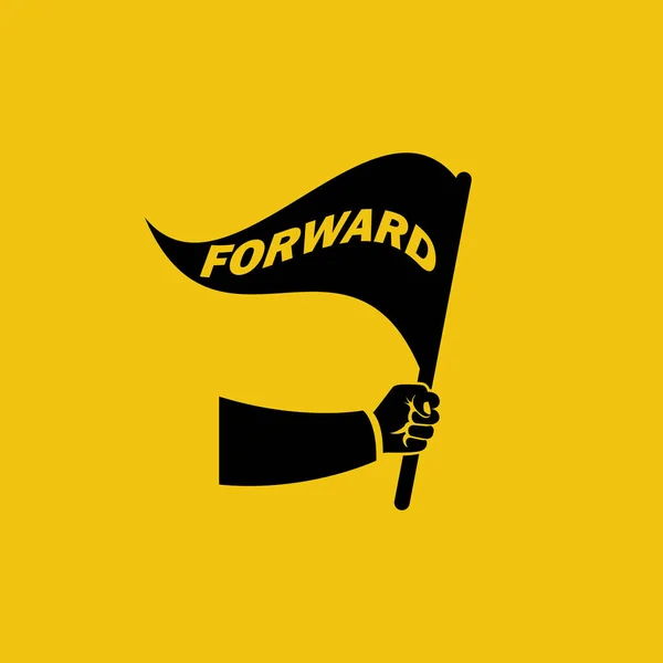 Bendera Depan Tangan Seorang Pengusaha Ambisius Motivasi Template Untuk Kemenangan - Stok Vektor