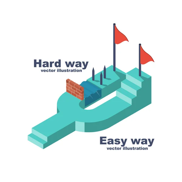 Maneiras Difíceis Fáceis Encruzilhada Antes Escolher Decida Direção Escolha Maneiras —  Vetores de Stock