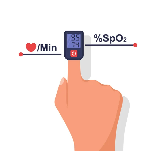 Testlauf Für 2019 Sauerstoffarmut Blut Als Symptom Der Krankheit Oximeter — Stockvektor