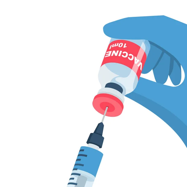 Vaccination Immunisation Seringue Ampoule Gros Plan Dans Les Mains Médecin — Image vectorielle