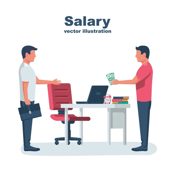 Lönebetalning Huvudet Betalar Den Anställdes Lön Lönebegrepp Vektor Illustration Platt — Stock vektor