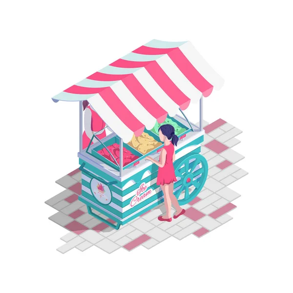 Chariot de crème glacée avec vecteur auvent — Image vectorielle