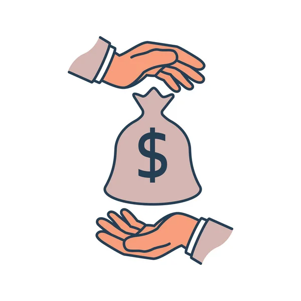 L'argent de protection. Homme tenant la main sur l'argent pour protéger — Image vectorielle