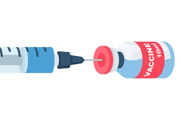 Vaccination et immunisation. Seringue et ampoule en gros plan — Image vectorielle
