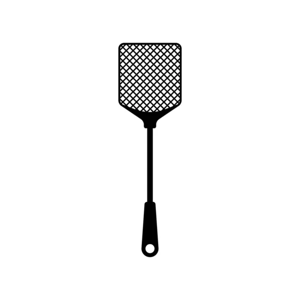 Плоская иконка Флайсваттера. Мухобойка. Чёрный силуэт — стоковый вектор