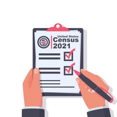 Census 2021. The process of collecting and analyzing population demographic data clipart