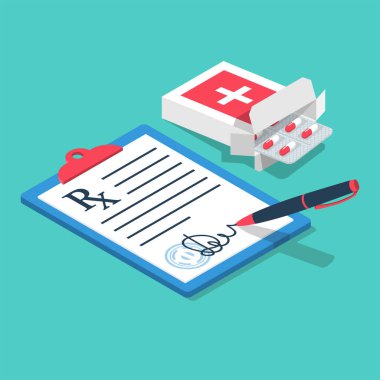 Reçeteyle verilen kabarcık hapları. Kalemle pano