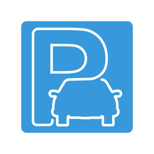 Parking icon. Linear drawing on blue background. — Image vectorielle