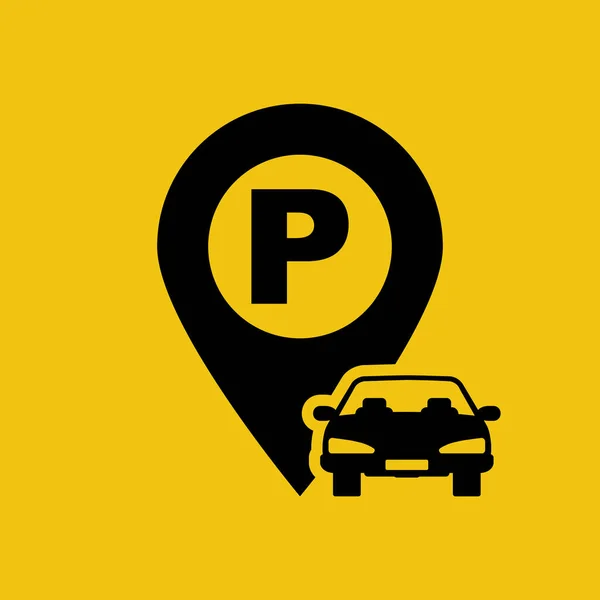 Parking icon. Black car silhouette with stop symbol. Road sign — 스톡 벡터