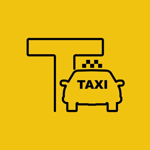 Taxi sign. Linear icon, taxi service, minimalist design. — Stock Vector