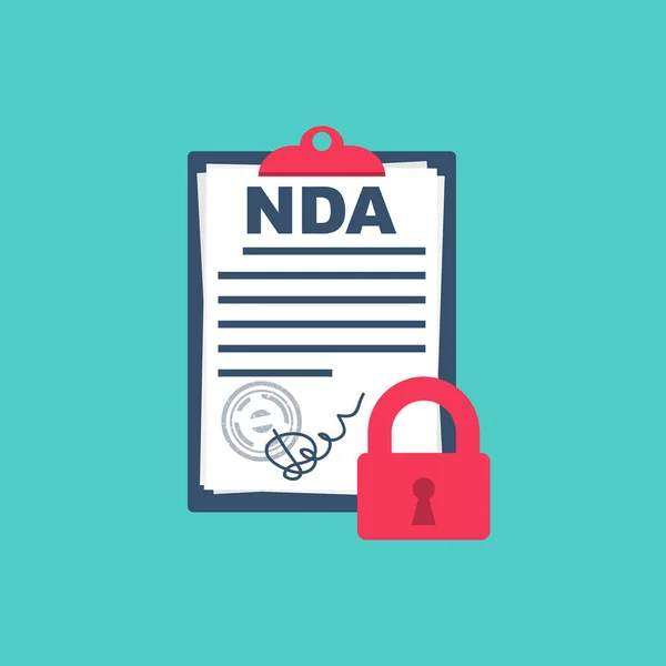 NDA concept. Contract printing and safety signature — стоковый вектор