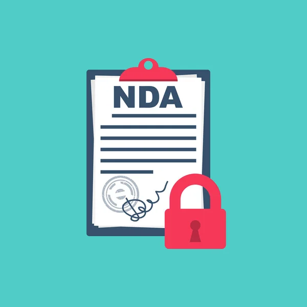 NDA concept. Contract printing and safety signature — Wektor stockowy