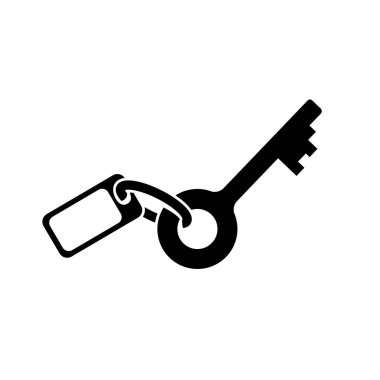 Black silhouette key with a blank key fob vector
