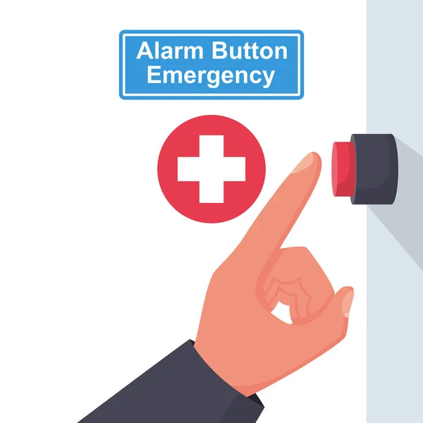 Emergencia con botón de alarma. Botón para llamar al médico — Vector de stock