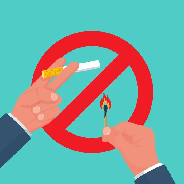 Не кури. Красный знак, запрещающий курить сигареты — стоковый вектор