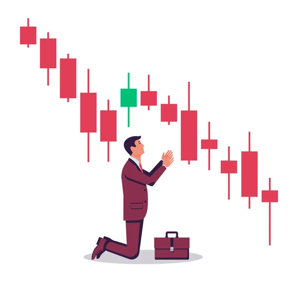 Le financement du marché chute. Graphique financier en baisse. — Image vectorielle