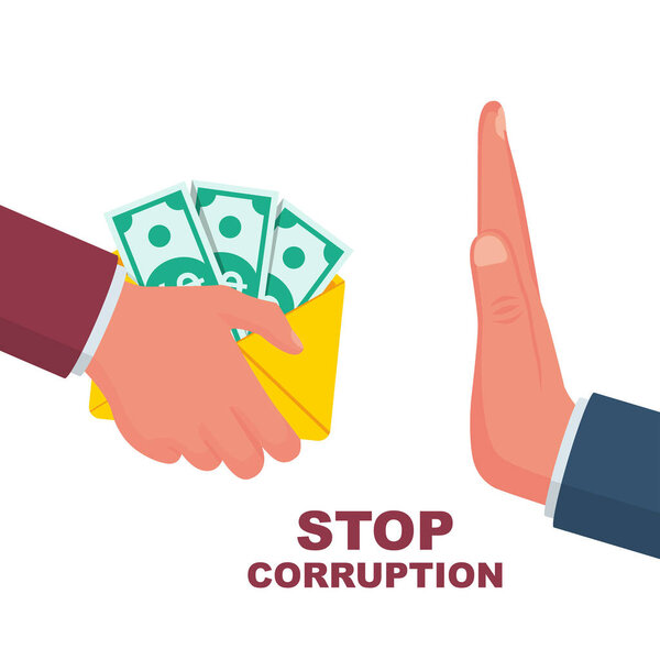 Stop corruption. Vector illustration, flat design