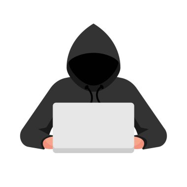 Dizüstü bilgisayar korsanı. Hacker saldırısı konsept vektörü