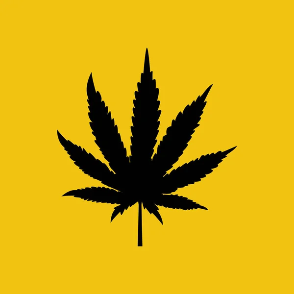 Zwart silhouet marihuana icoon. Glyph cannabisbladeren. — Stockvector