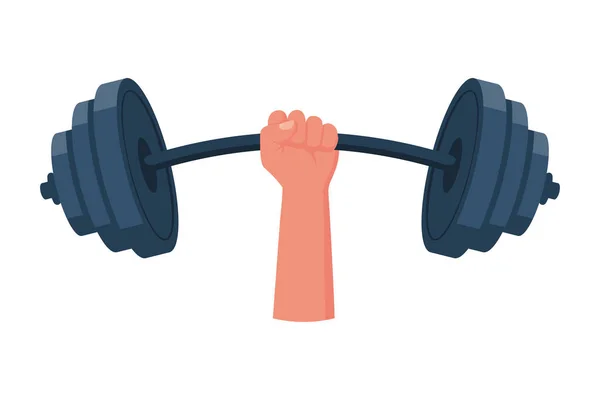 Strong concept. Barbell in hands icon. — Stock Vector