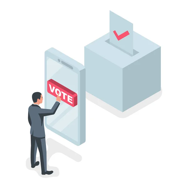 Concept de vote en ligne. Illustration vectorielle style design isométrique — Image vectorielle