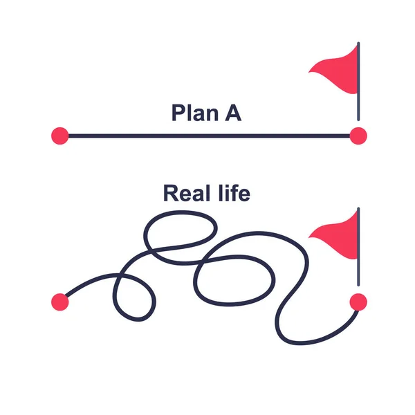 План А и план Б Настоящая жизнь. Векторная иллюстрация — стоковый вектор