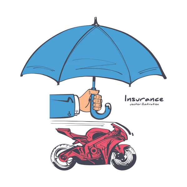 Moto de seguro. Diseño del boceto de ilustración vectorial — Vector de stock