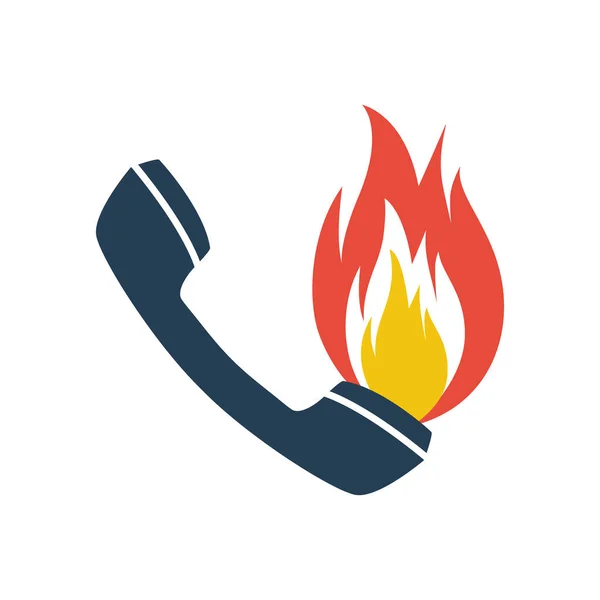 Icona della linea calda. Portatile e fuoco. Supporto online. — Vettoriale Stock