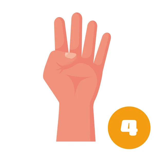 Quatre doigts. 1 2 3 4 5 icône plate — Image vectorielle