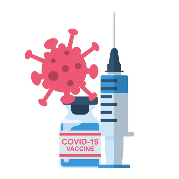Vaccin covid 19 concept vector plat — Stockvector
