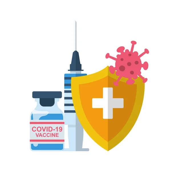 Vacuna coronavirus concepto vector plano — Vector de stock