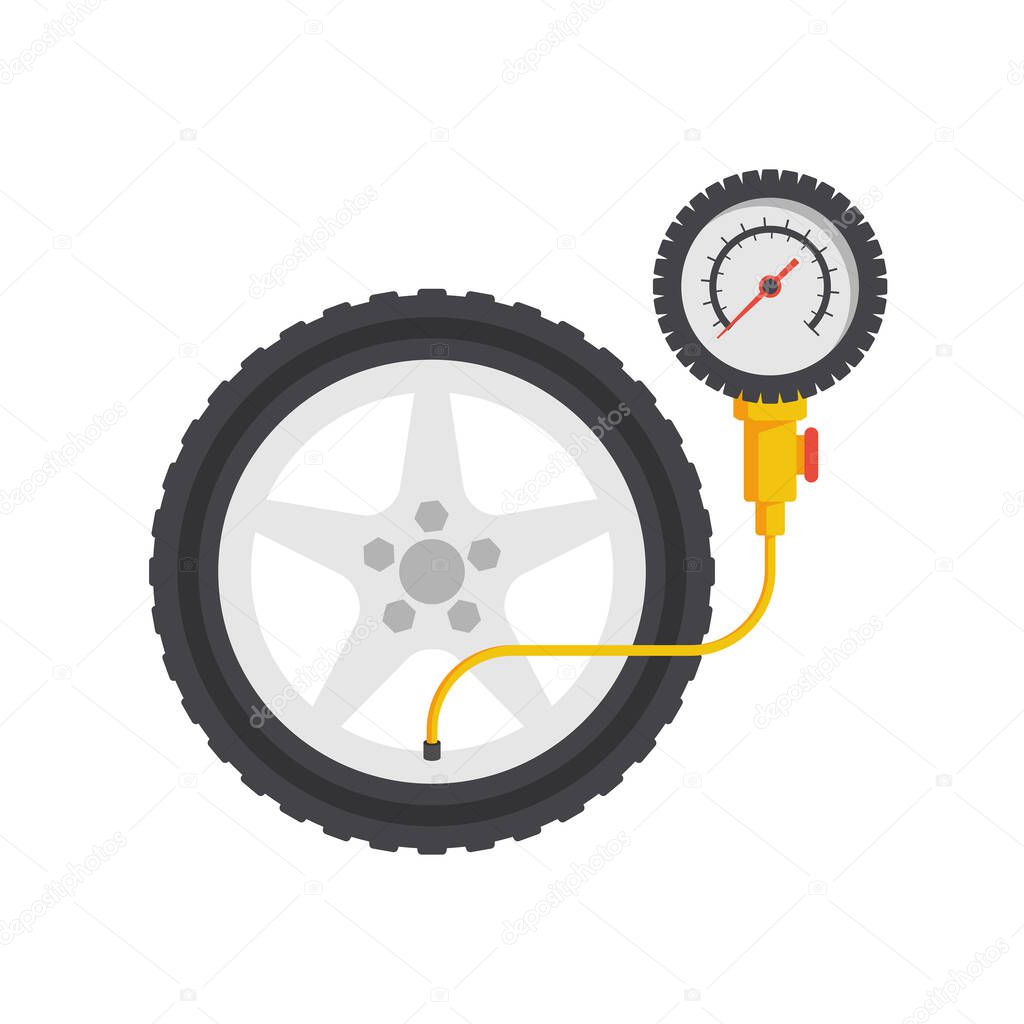 Tire pressure gauge. Checking tire pressure. Gauge, manometer