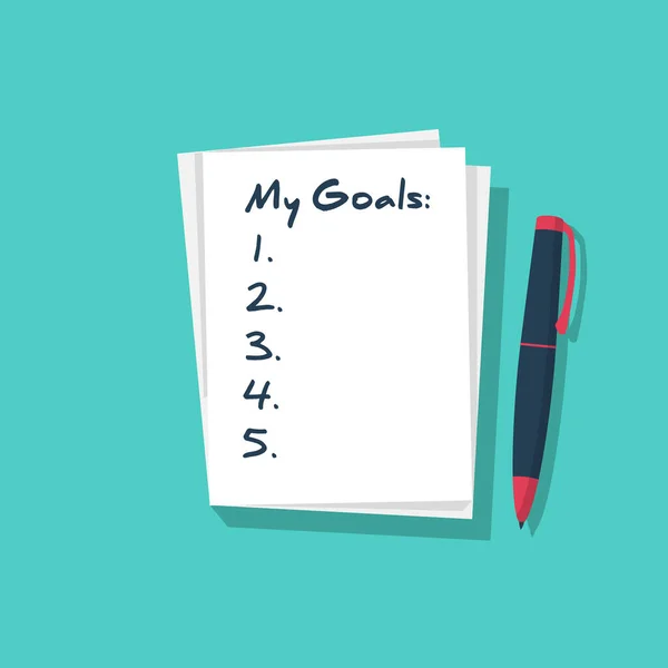 Os meus objectivos. Notebook escreve metas. Planeamento pessoal —  Vetores de Stock