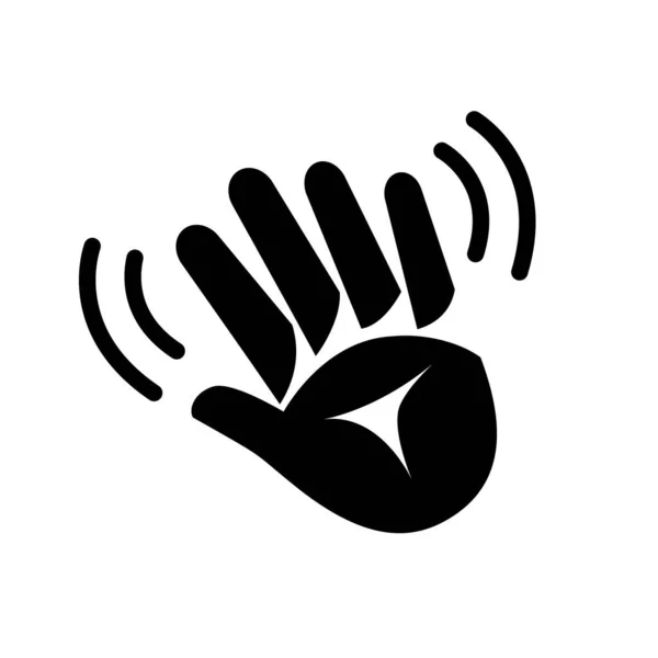 Mano ondeando icono plano. Silueta negra gesto emoji — Archivo Imágenes Vectoriales