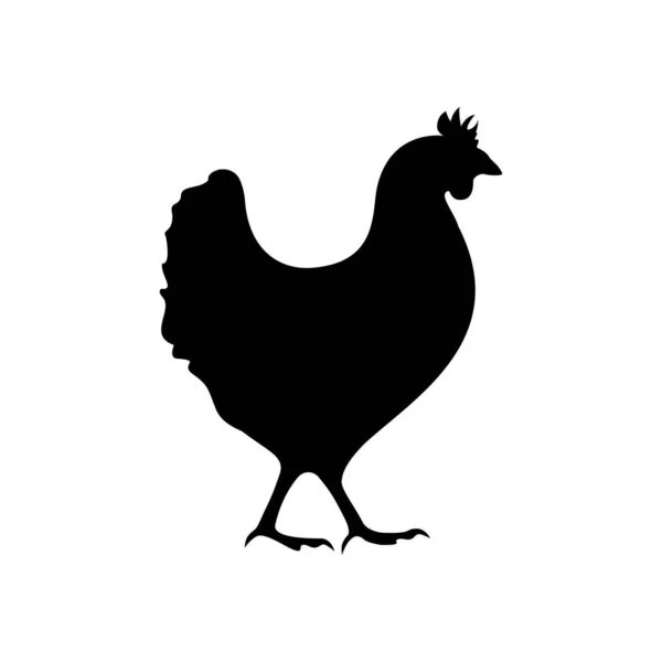 Black silhouette chicken. Farm bird pictogram vector — Stock Vector