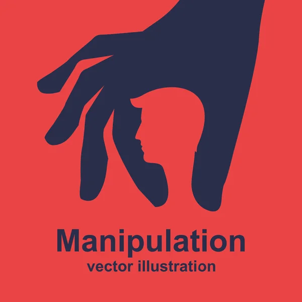 Manipulation koncept svart ikon. Maktmissbruk i siluett — Stock vektor