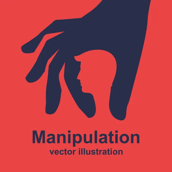 Concepto de manipulación icono negro. Silueta abuso de poder — Vector de stock